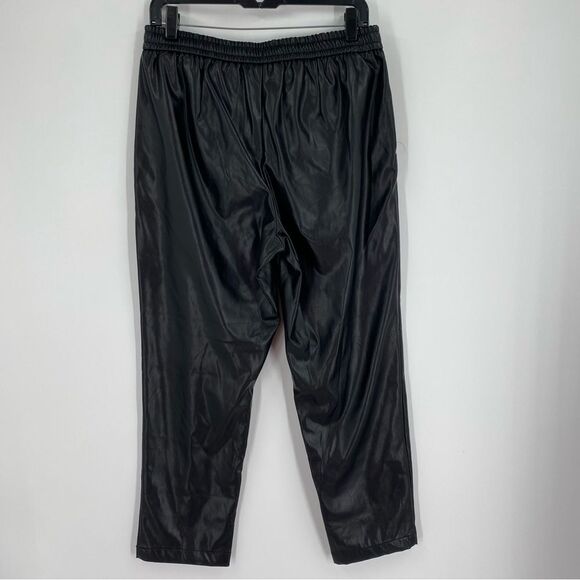 Nine West Women’s Elastic Waist Pull On Black Faux Leather Jogger Pants size M - Picture 3 of 3